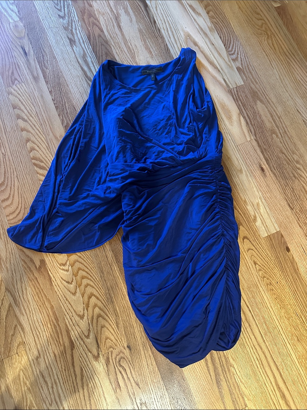 BCBGMaxAzria Royal Blue One-Shoulder Midi Dress